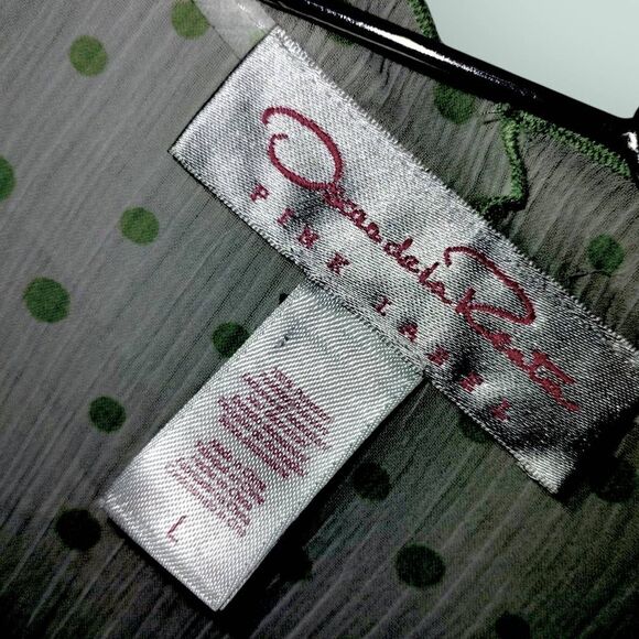 Vtg Oscar de la Renta Womens Robe Sz L Intimatewear Sheer Polka Dot Cozycore Wra - Picture 9 of 10